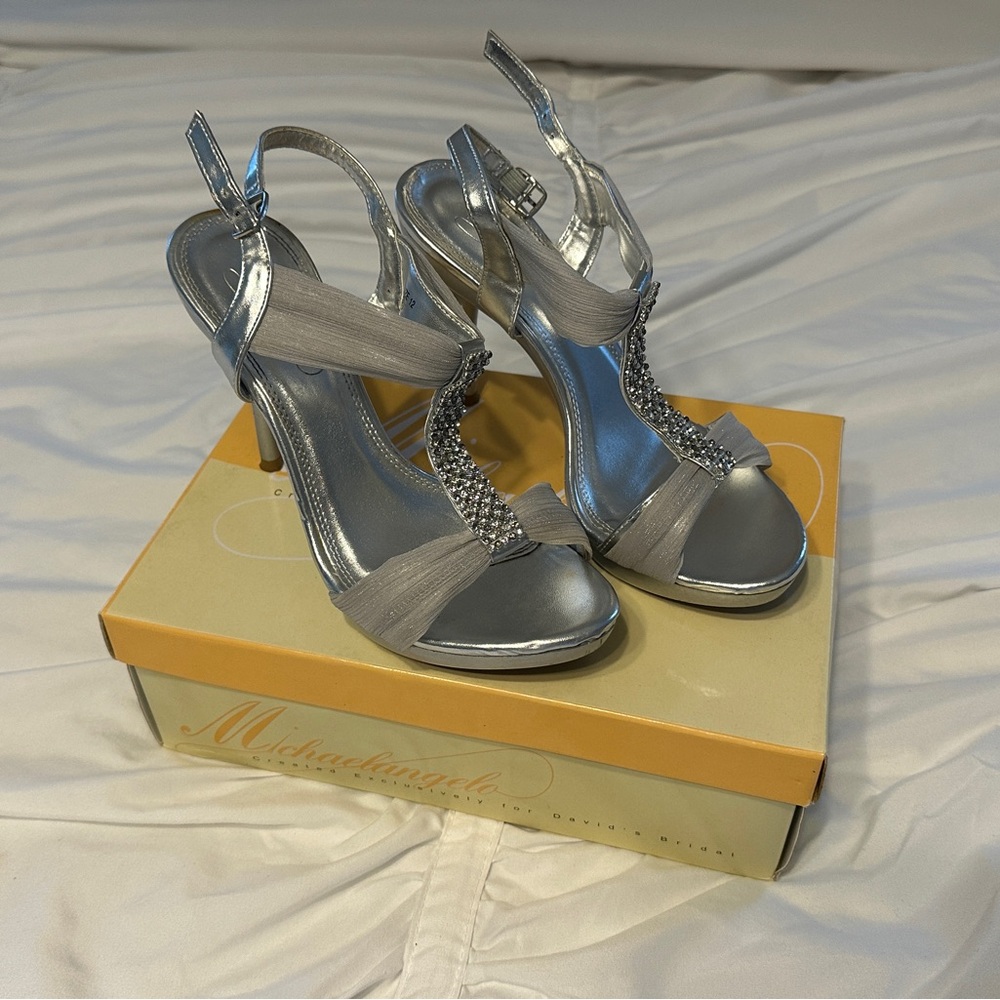 Michaelangelo Silver Strappy Heels